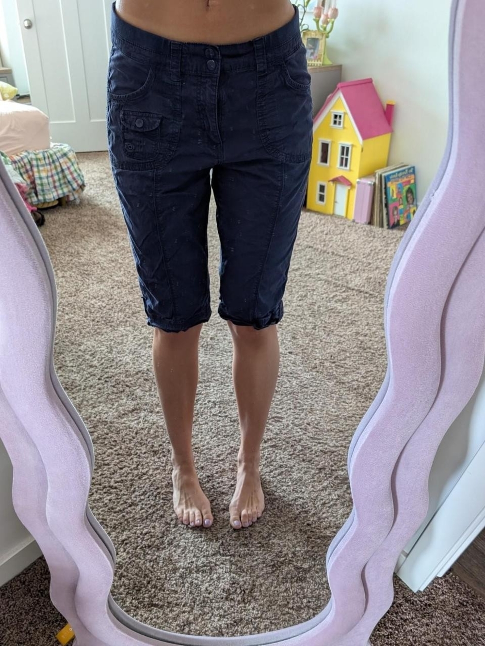Lee Women's Dark Navy Knee-Length Cargo Bermudas Size 14